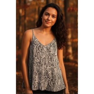 Entro Womens Snake Print V Neck Spaghetti Strap Tank Top Size L